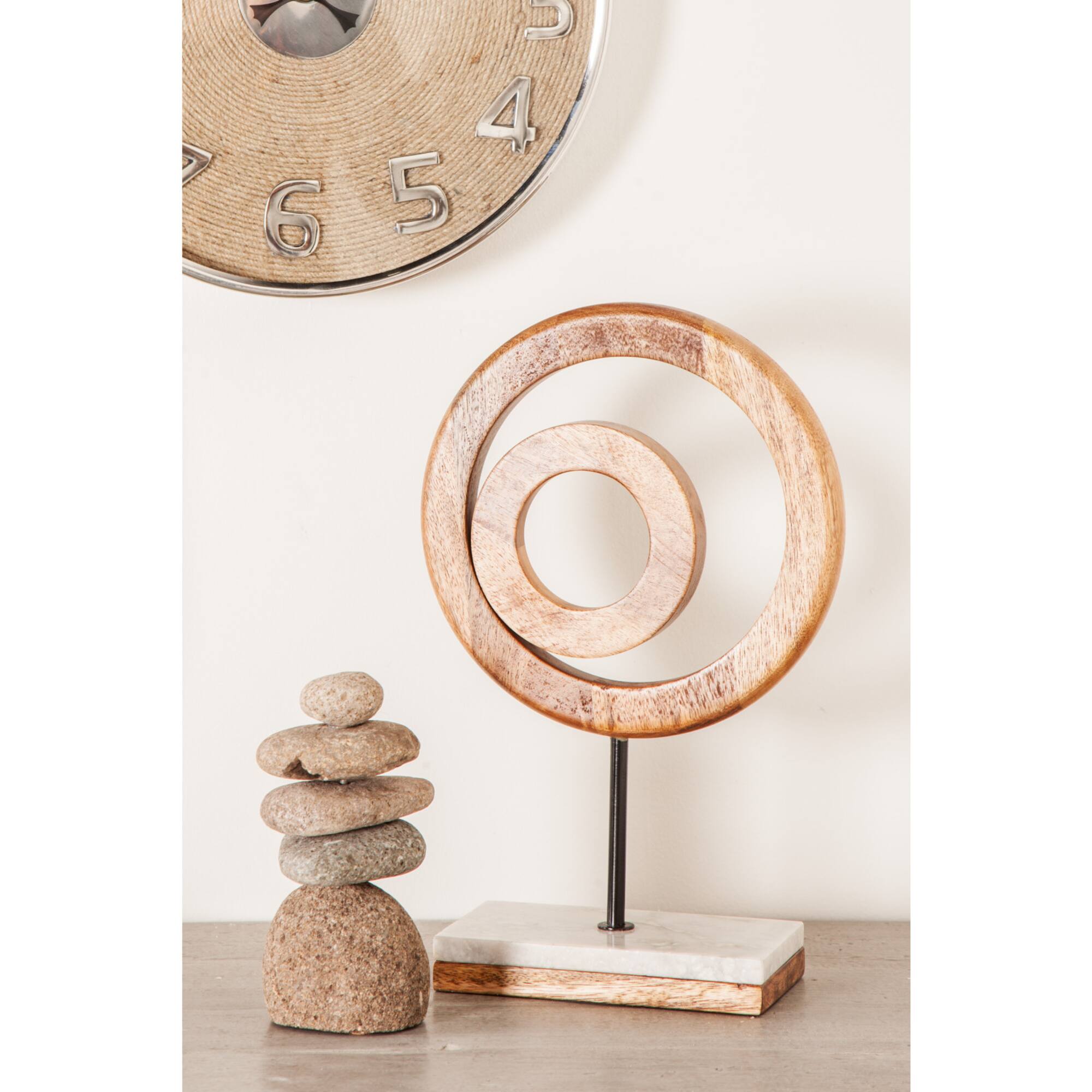 13" Brown Mango Wood Modern Abstract Sculpture